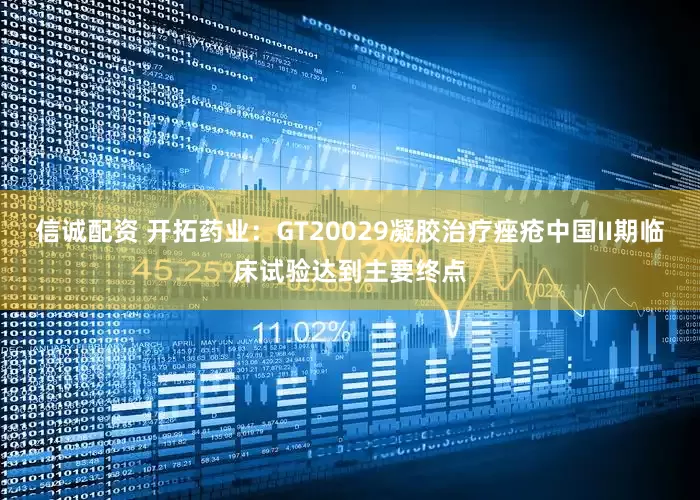 信诚配资 开拓药业：GT20029凝胶治疗痤疮中国II期临床试验达到主要终点